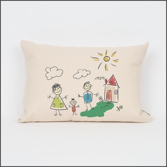 Custom Child's Drawing Pillow Custom Pillow by FinchandCotter