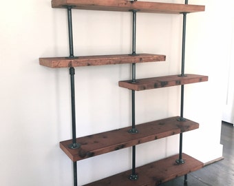 The "Addison" Bookshelf - Reclaimed Wood Shelving Unit - Reclaimed Wood & Pipe Shelf