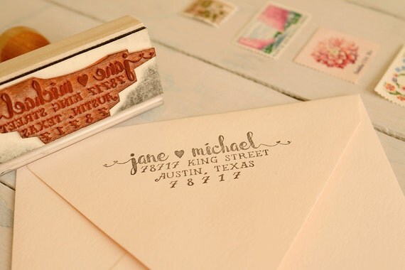 romantic return address stamp wedding invitation stamp couples name stamp love heart stamp jane from paperpeachshop on etsy studio - Wedding Invitation Stamp romantic return address stamp wedding invitation stamp couples name stamp love heart stamp jane from paperpeachshop on etsy studio - Wedding Invitation Stamp
