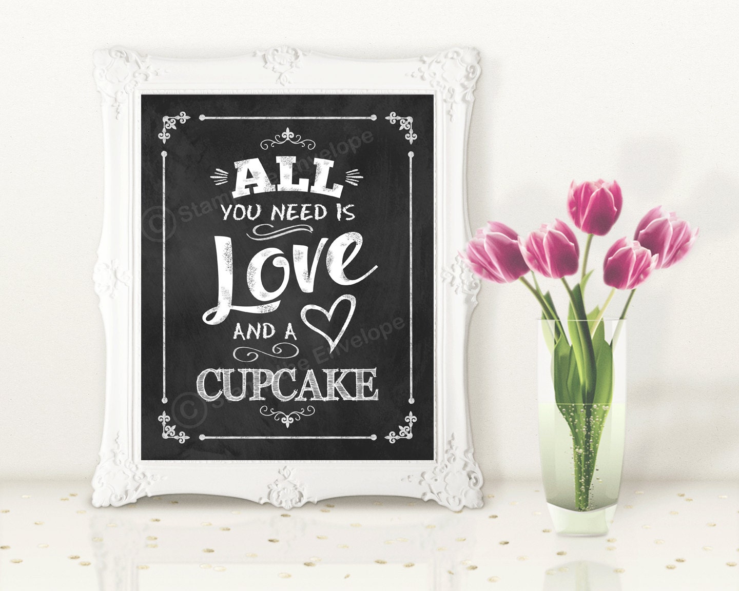 Download All You Need is Love and A Cupcake Print Chalkboard Wedding