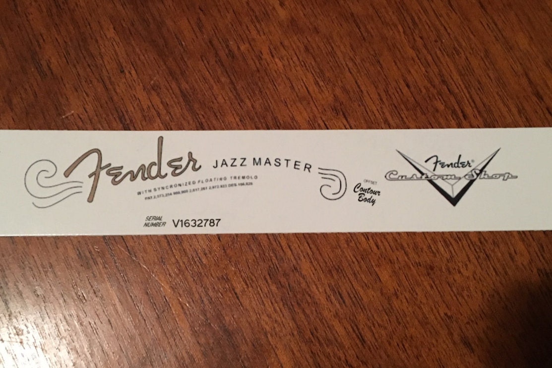 Report Vintage 6264 Fender Jazzmaster Decal with serial
