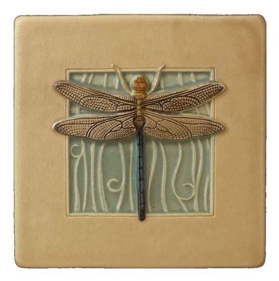 Art tile Dragonfly wall decor 4 x 4 inches