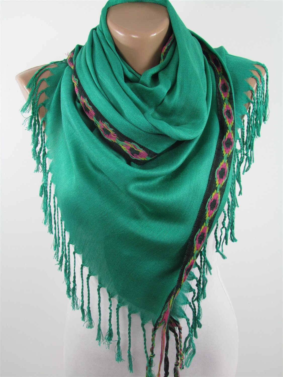 Indian Hippie Scarf Green Scarf Shawl Tribal Scarf Boho Scarf