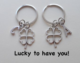 Four Leaf Clover Keychains, Best Friends Keychains, Couples Key Rings, Husband Wife, Girlfriend Boyfriend Gift, Sisters, Lucky to have you