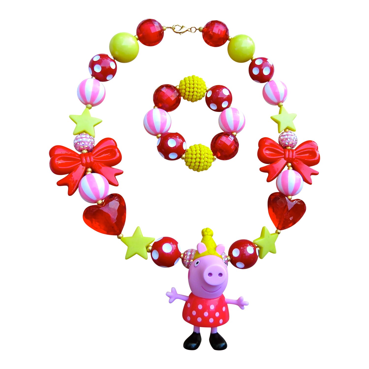 Peppa Pig Necklace Peppa Pig bow Peppa Necklace peppa