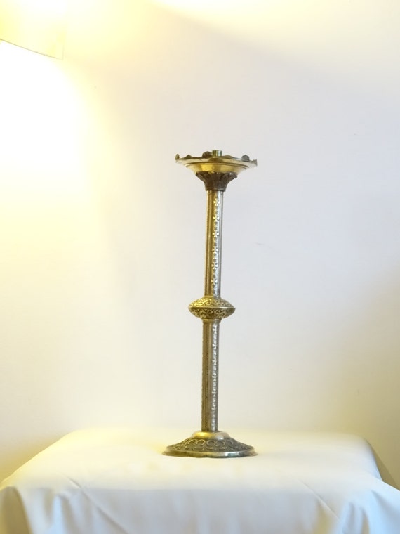 REDUCED Brass Church Candle Holder