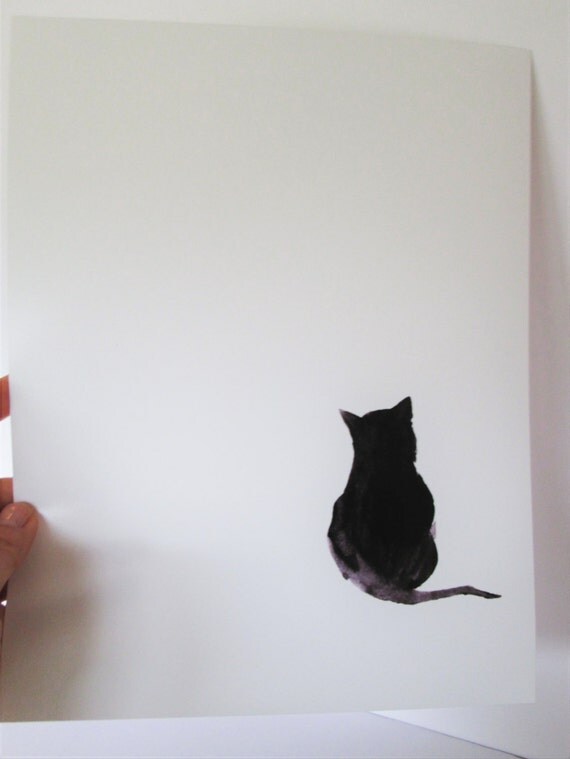 Ink Minimalist  Painting Ink Cat  Painting Fine Art Print