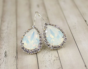 Opal Earring Opal Bridesmaid Jewelry Opal Bridal Earring Bridal Jewelry Bridesmaid Jewelry Teardrop Earring Crystal Earring Diamante October