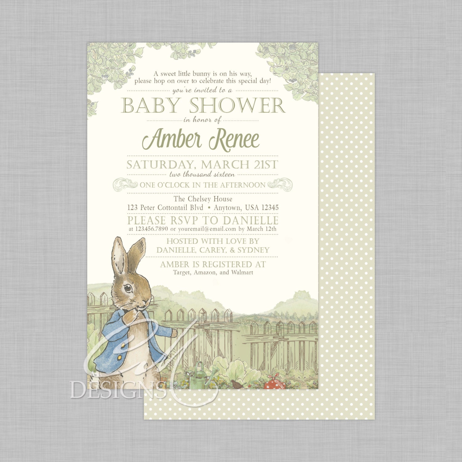 Peter Rabbit Baby Shower Invitation With or by DesignsbyCassieCM