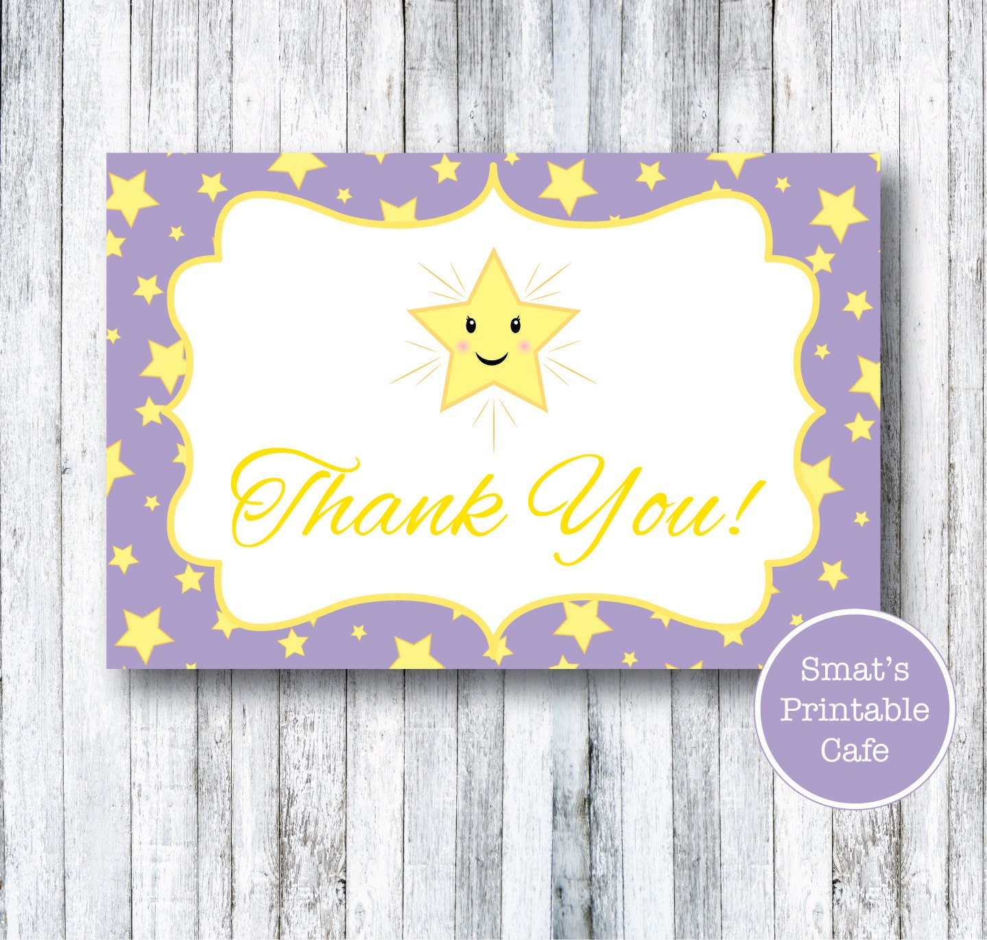 Printable Twinkle Twinkle Little Star Thank You Cards