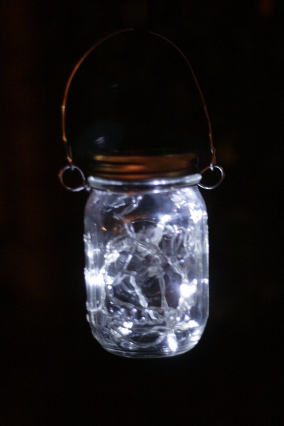 Hanging SILVER Fairy Light Mason Jar Solar by AppalachianArtisans