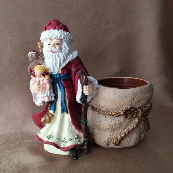 Items similar to Resin Santa Planter, Old World Santa, Attached Planter ...