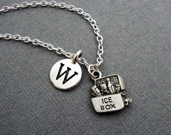 Ice Chest Necklace, Ice Cooler Keychain, Ice Box Bangle Bracelet, Cold Beer in Cooler Keychain, Fathers Day Gift for Dad, Adjustable Bangle