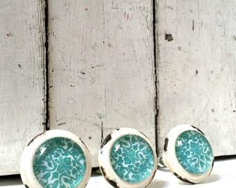 rustic white knobs with center design decorative knobs drawer knobs cabinet knobs - Decorative Drawer Knobs rustic white knobs with center design decorative knobs drawer knobs cabinet knobs - Decorative Drawer Knobs
