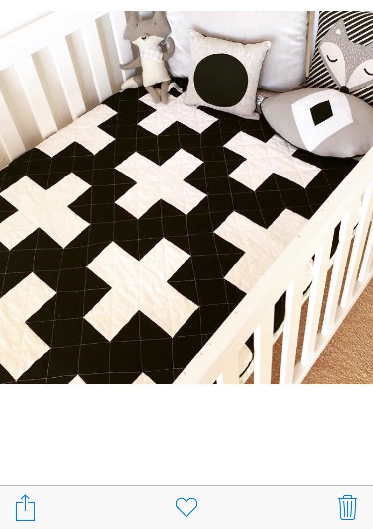 Monochrome Swiss Cross Quilt Cot size