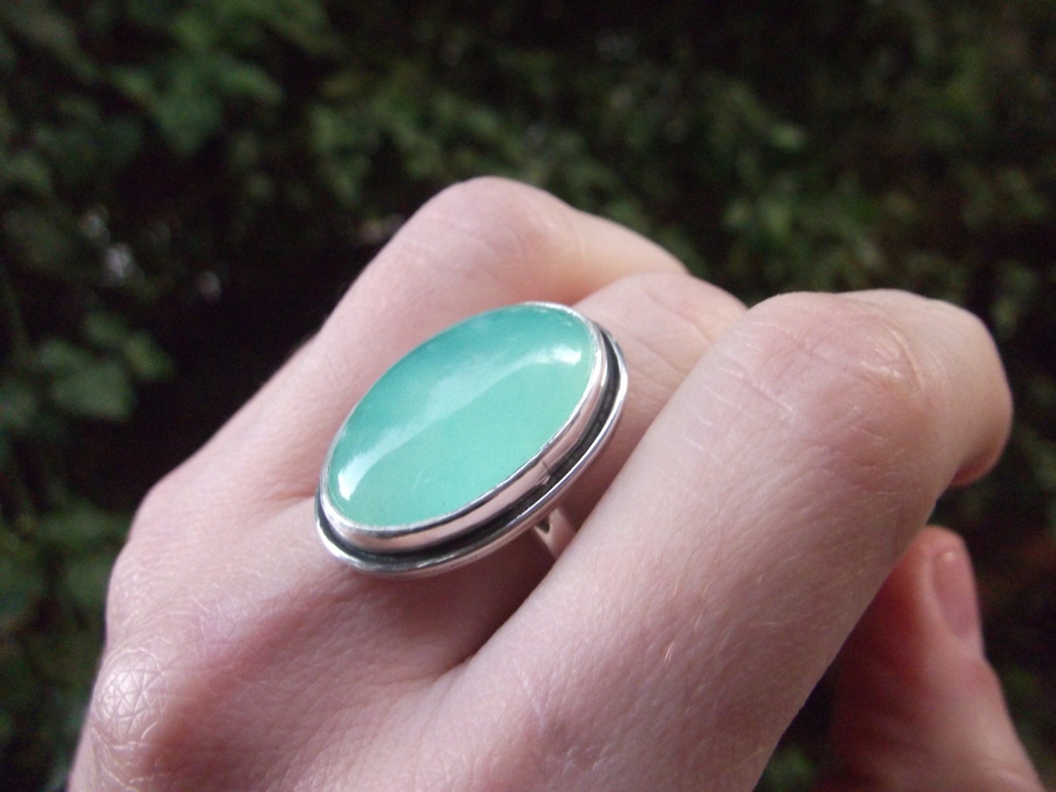 Chrysoprase Ring Sterling Silver Handmade by ArtemisJewellery