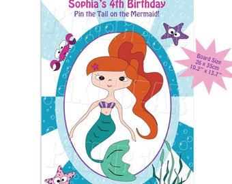 Pin the Tail on the Mermaid - Party Game - Mermaid Party - Mermaid Birthday - Printable Game - Mermaid Birthday Party (Instant Download)
