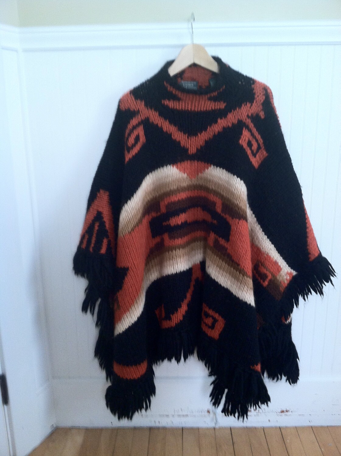 RALPH LAUREN PONCHO Handknit Indian Blanket by STONEHEARTSVINTAGE