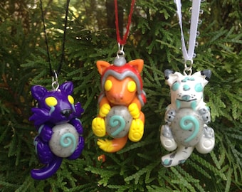 World of Warcraft Inspired: Loque'Nahak, Cinder Kitten and Mana Kitten Necklace Pendants / Holiday Ornaments!