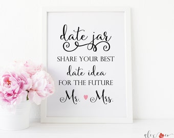 Date Jar Sign. Date Night Jar. Date Night Ideas. Date Night Jar Sign. Date Night Idea Cards. Date Night Cards. Wedding Printables.