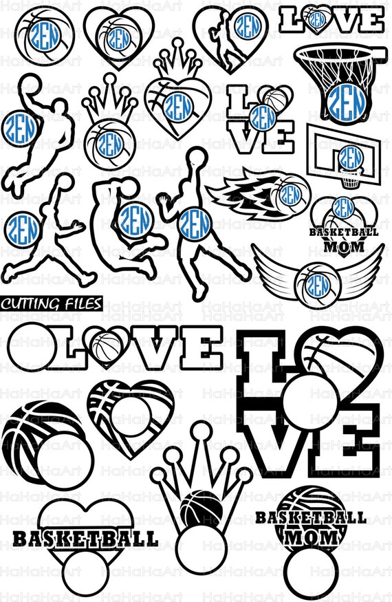 Download Items similar to Basketball Monogram Circle Outline ...
