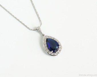 Blue sapphire necklace | Etsy