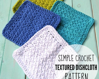 Crochet Textured Dishcloth Pattern, Crochet Dishcloth Pattern, Crochet Washcloth Pattern - Printable PDF Download