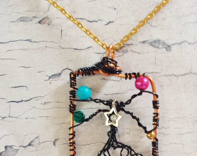 Tree of Life Necklace ~ Charlie Brown Christmas Tree ~ Wire Wrapped Tree Pendant for Coworker, Secret Santa, Granddaughter, Best Friend
