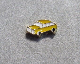 YELLOW CAR Enamel Floating Charms Locket Charms Glass Locket Charms For Locket Necklace 9X6mm