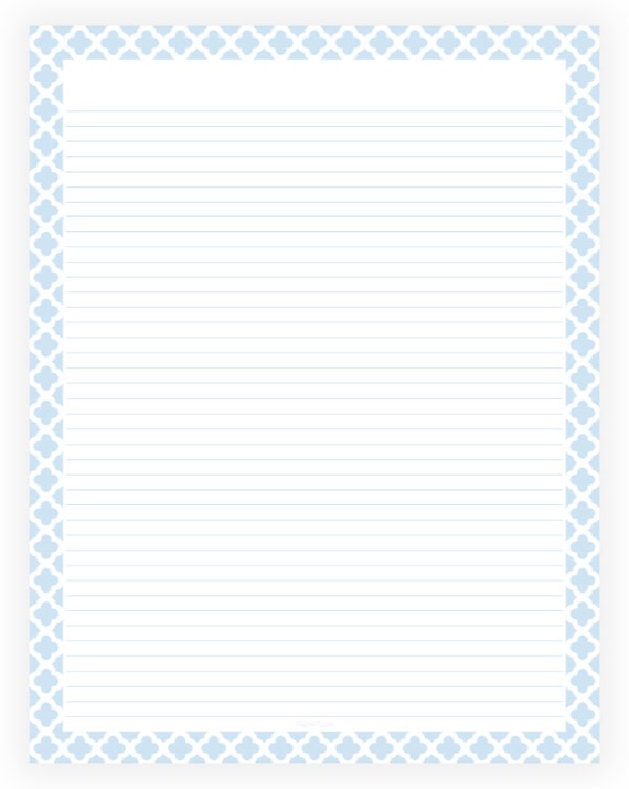 editable lined paper light blue quatrefoil instant