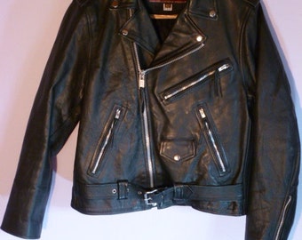 Vintage Vanguard Leather of America, Inc. Men's Size 42 Black Motorcycle Jacket