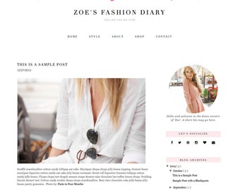 Responsive Blogger Template "Zoe" - Feminine Blogger Theme