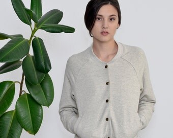Bomber Jacket, Stylish Jacket, Short Jacket, Ethical clothing, Cotton Varsity Jacket, Button Up sweatshirt, Handmade Minimalist clothing