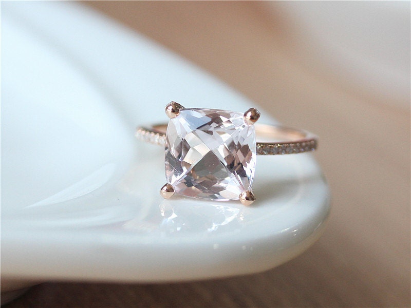 Unique Wedding Ring 10mm Cushion Cut Engagement Ring