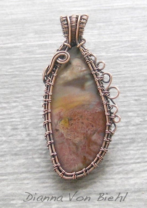 Butterfly Wing Jasper pendant in antiqued copper