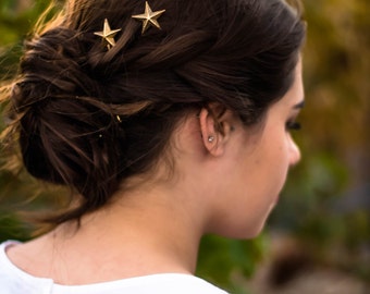 gold star hair pins star bobby pins gold star hair clip star hair grips new years eve hair winter hair accessories stars barrette new year's