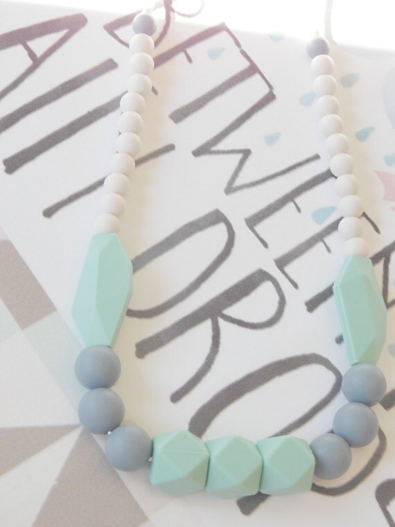 Teething Necklace Silicone Necklace Baby by InBetweenTheRaindrop