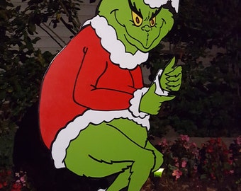 Grinch Yard art The Grinch is stealing Christmas!! yard art, Hand painted, Christmas, Decoration