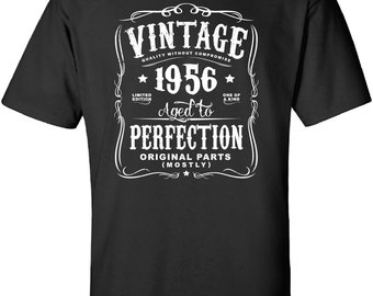 61st Birthday Gift For Men and Women - Vintage 1956 Aged To Perfection Mostly Original Parts T-shirt Gift idea. More colors available N-1956