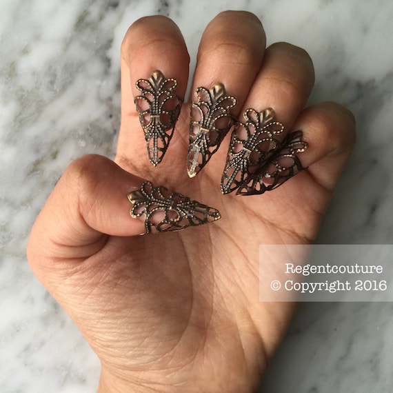 5 pcs Filigree Claw Finger Tips copper finish by RegentCouture steampunk buy now online