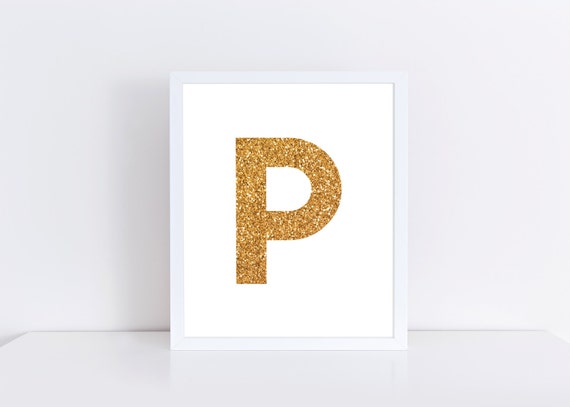 gold letter p print gold glitter printable wedding monogram