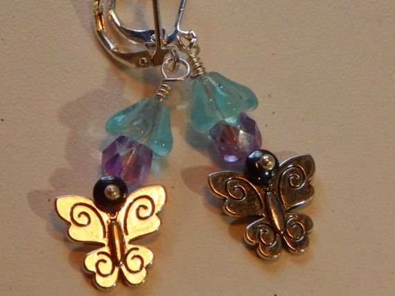 Butterfly glow in the dark earrings. glow in by DragonflyLadyofWyo