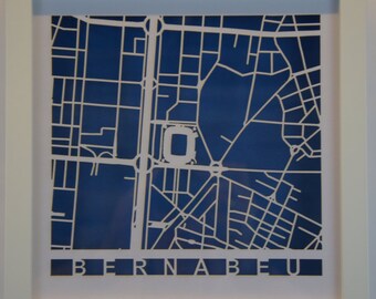 Corte del Laser Madrid , Bernabeu , mapa , blanco