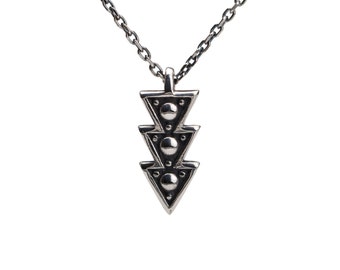 Triangle Arrow Necklace Sterling Silver Charm Boho Jewelry - Moon Dots Collection - FPE019