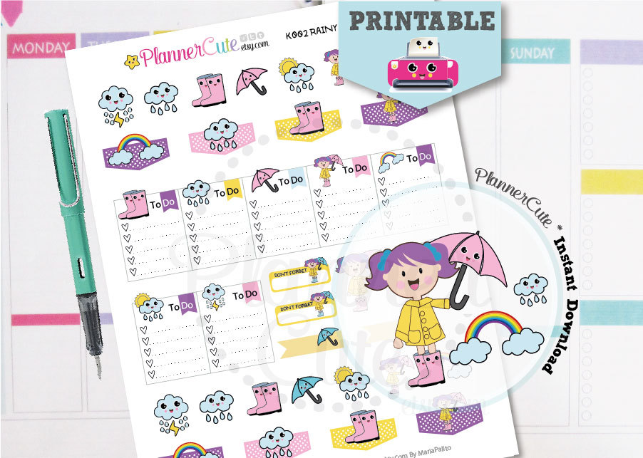 free printable kawaii planner stickers by plannercute partymazing