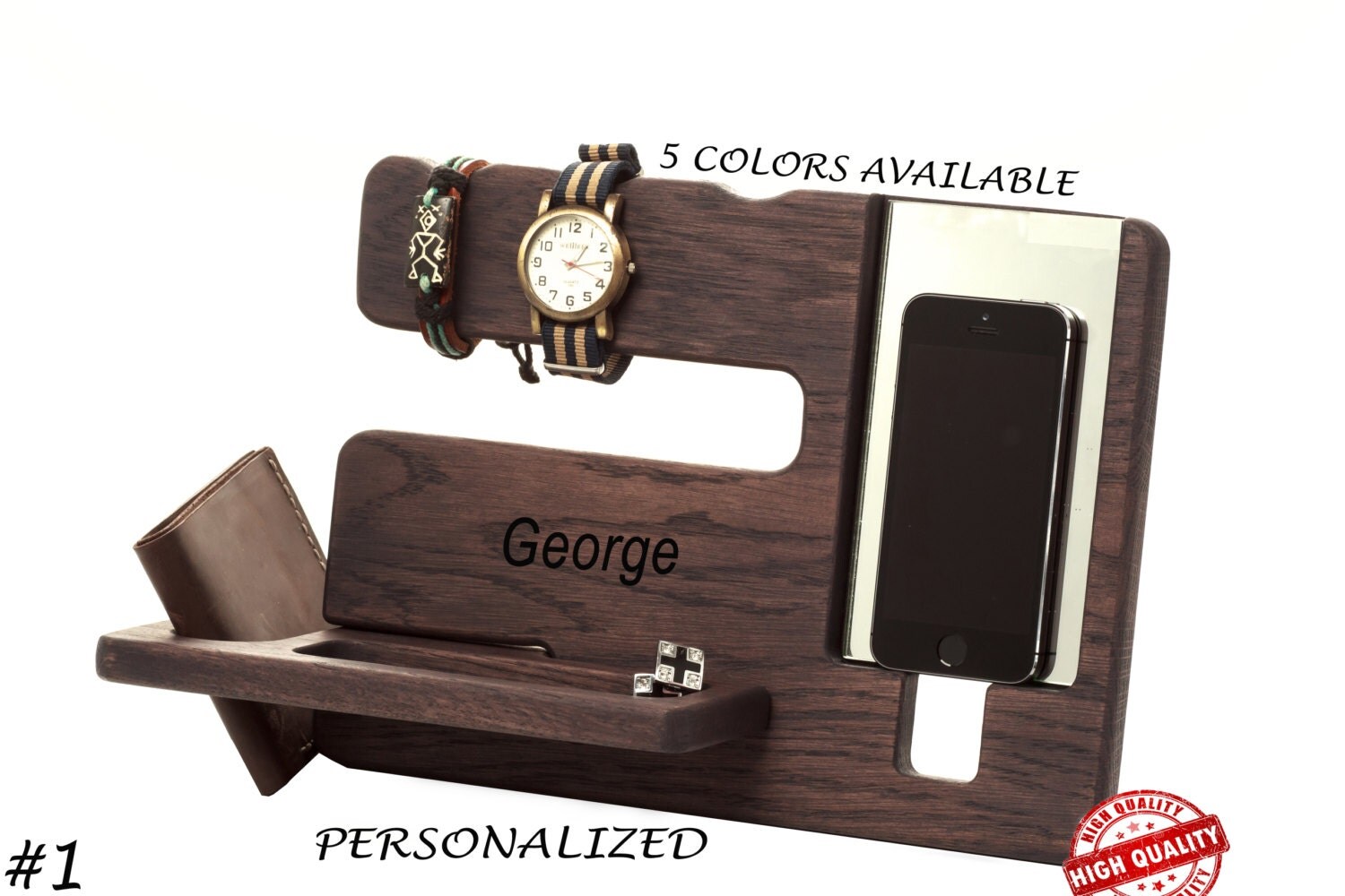 Personalized men docking station Gift for by DesignWoodenGadget