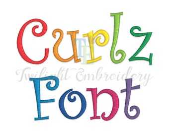 Curlz Machine Embroidery Monogram Font, Curlz Machine Embroidery Monogram Font, Curly Embroidery Font In 6 Sizes, 0017