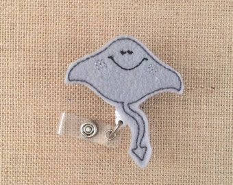 Sting Ray Badge Holder-Designer Id Badge Holders-Sting Ray Badge Reel-Felt Badge Clip-Felt Badge Reel-Retractable Id Badge Holder-Nurse Reel