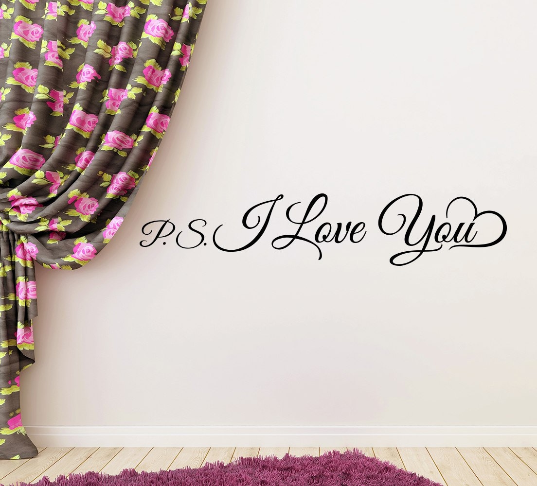 Wall Decals Quote PS I Love You Decal Bedroom Vinyl Letter