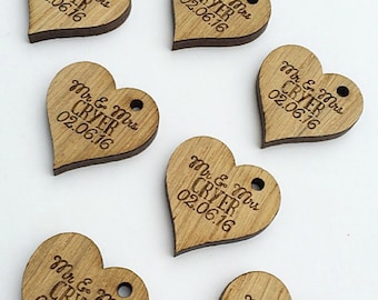 Custom Wedding Favors - Heart Favors - Heart Decor - Heart Decorations - Wooden Hearts - Rustic Wedding Favors - Wedding Table 14TD